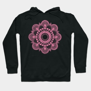 Flower Mandala (light pink on black) Hoodie